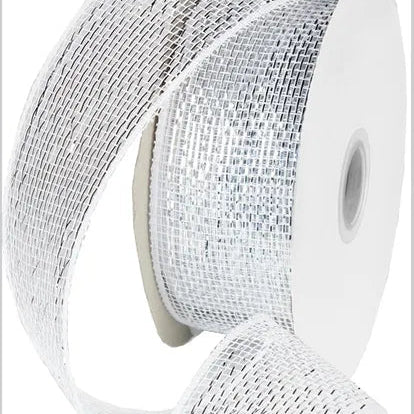 2.5"X25YD METALLIC - WHITE W/SILVER FOIL - RS200427
