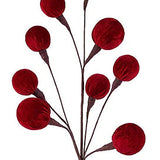 23.5"L VELVET/STYRO BALL SPRAY X9 - RED - EC448224