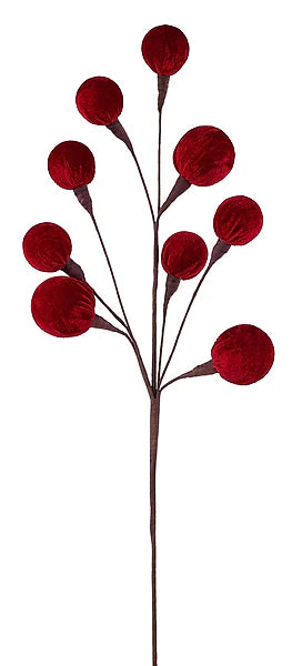 23.5"L VELVET/STYRO BALL SPRAY X9 - RED - EC448224