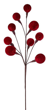 23.5"L VELVET/STYRO BALL SPRAY X9 - RED - EC448224