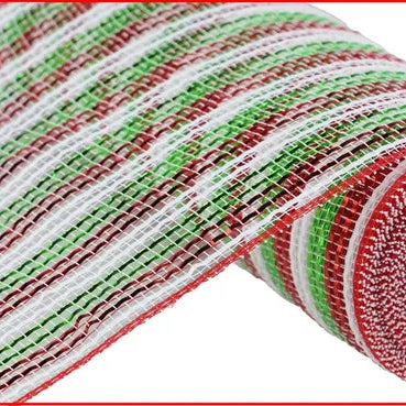 10.25"X10YD WIDE FOIL MESH - RED/WHITE/LIME GREEN - RY801793