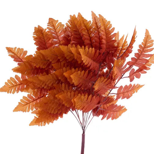 17"L PULL APART SILK LEATHER LEAF BUSH - DARK ORANGE - FG629646