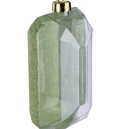 7"L X 4"W GLITTER RECTANGLE GEM ORNAMENT - SAGE GREEN - XJ7547X8
