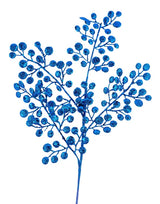 33"L GLITTER ROUND LEAF SPRAY - ROYAL BLUE - XS226725