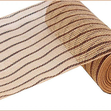 10.25"X10YD POLY/JUTE/METALLIC MESH - CHOCOLATE/NATURAL - RY800631