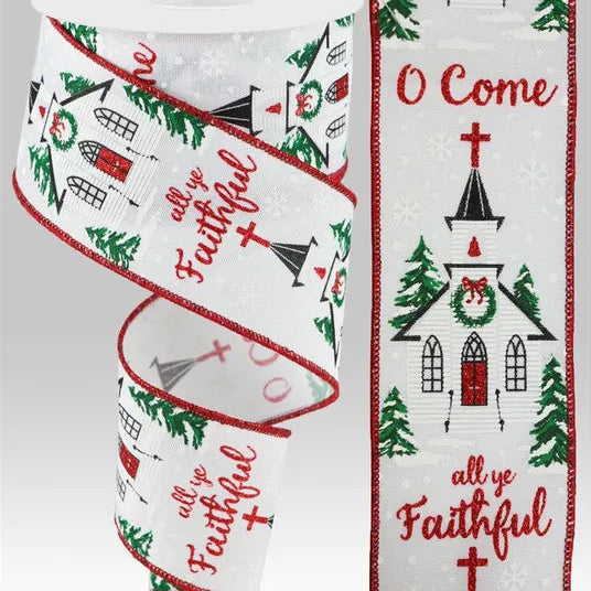 2.5"X10YD COME ALL YE FAITHFUL/ROYAL - WHITE/RED/GREEN/BLACK - RGC171727