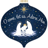 12"HX10"L LET US ADORE HIM ORNAMENT SIGN - NAVY BLUE/WHITE/GOLD - AP7802