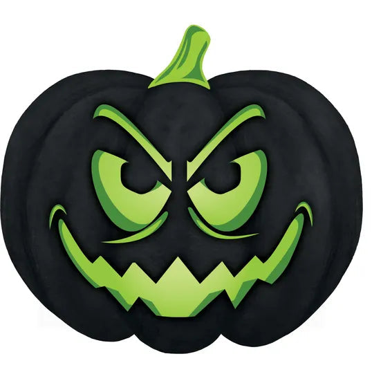 12"LX11"H EMBOSSED JACK-O-LANTERN SIGN - BLACK/LIME GREEN - MD1888M6