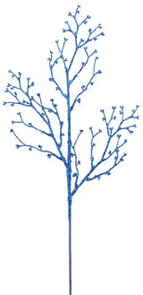 27"L GLITTERED BUD BRANCH SPRAY - ROYAL BLUE - XS984625