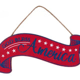 15"L X 6.25"H GLITTER AMERICA BANNER - RED/WHITE/BLUE - AP8866