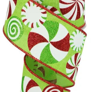 2.5"X10YD BOLD PEPPERMINTS/ROYAL - LIME/WHITE/RED - RGC123033