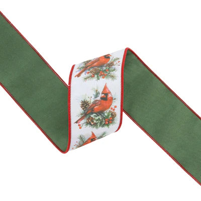 2 1/2"X10YD WIRED DUPIONI - CARDINAL W/ GREEN BACKING - LARIBBON - 8116W-036-63E
