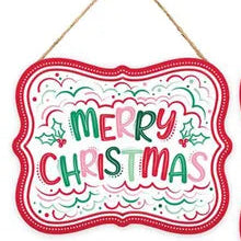 5'LX4"H EMBOSSED RETRO CHRISTMAS SIGN - MERRY - MD1448-M