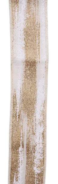 1.5"X10YD GLITTER PAINT STROKES - DARK CREAM/WHITE/GOLD - RGH14573R