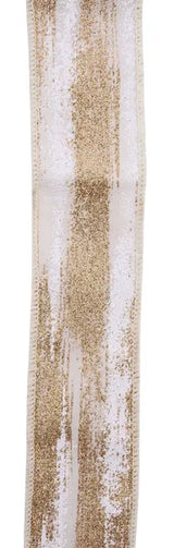 1.5"X10YD GLITTER PAINT STROKES - DARK CREAM/WHITE/GOLD - RGH14573R