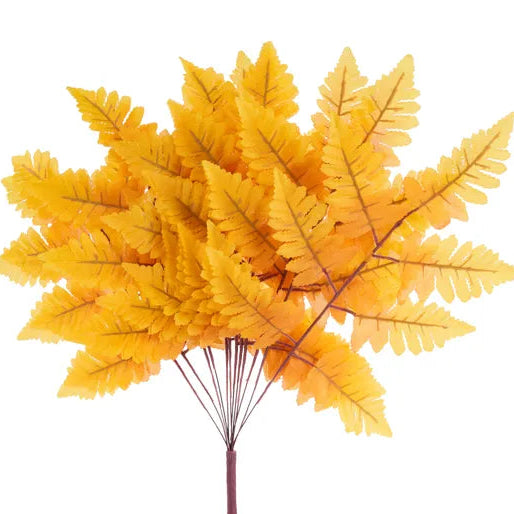 17"L PULL APART SILK LEATHER LEAF BUSH - MUSTARD - FG629645