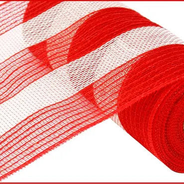 10.25"X10YD POLY/FAUX JUTE/FIBER STRIPE - RED/WHITE - RY800449