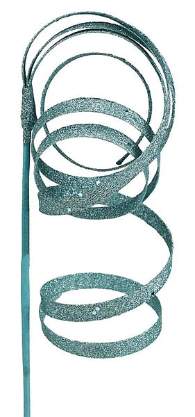 23.5"L CURLY GLITTER RIBBON PICK - ICE BLUE - XS982279