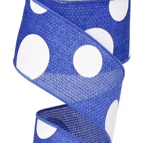 2.5"X10YD GIANT MUTLI DOTS - ROYAL BLUE/WHITE - RG0120025