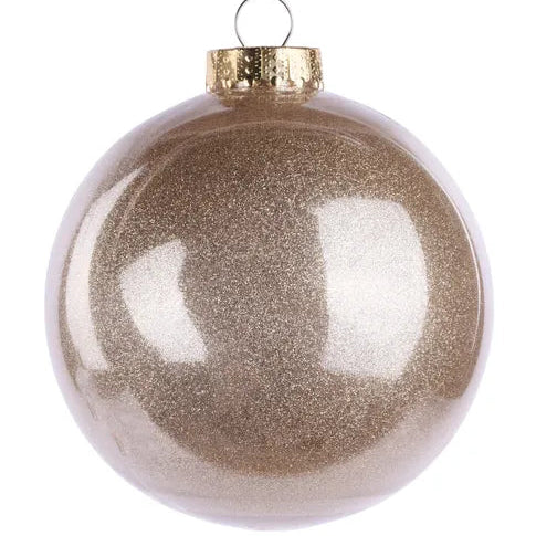 150MM DIA LACQUER LOOK GLITTER BALL ORNAMENT - CHAMPAGNE - XH9667GE