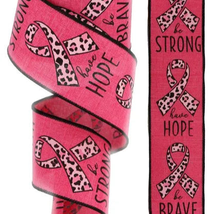 2.5"X10YD BREAST CANCER/ANIMAL PRINT - HOT PINK/BLACK - RGC109011