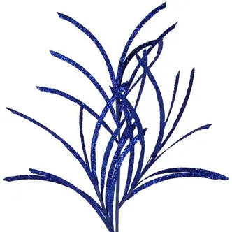 31"L GLITTERED/PAPER GRASS SPRAY - ROYAL BLUE - XS104925