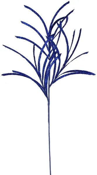31"L GLITTERED/PAPER GRASS SPRAY - ROYAL BLUE - XS104925