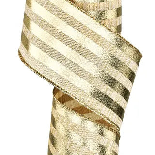 2.5"X10YD METALLIC VERTICAL STRIPES - GOLD - RGE145008