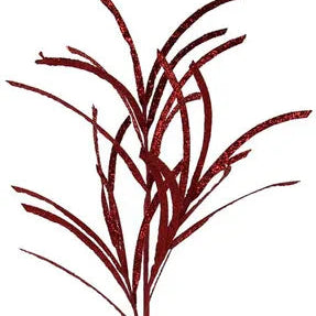 31"L GLITTERED/PAPER GRASS SPRAY - RED - XS104924