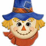 12"HX10"L SCARECROW W/HAT SIGN - NATURAL/BLUE/ORANGE - MD1901N3