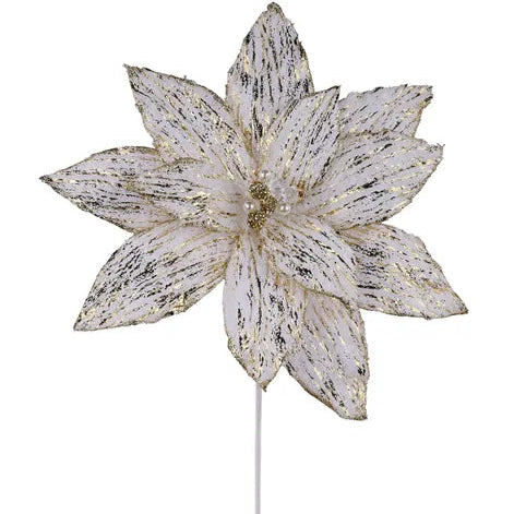 22"L X 11"DIA GOLD LEAF POINSETTIA - CREAM/GOLD - XS429338