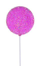 120MM GLITTER SPRINKLE LOLLIPOP W/STICK - HOT PINK - XC120411