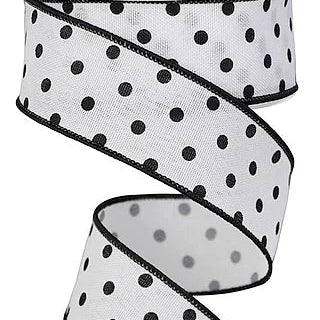 1.5"X10YD SMALL POLKA DOT - WHITE/BLACK - RGE174327