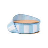 1.5"X10YD WIRED RIBBON - LIGHT BLUE HORIZONTAL STRIPE W/ BLUE BACKING - 9335W-311-38E