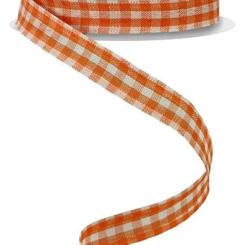 5/8"X10YD GINGHAM CHECK - ORANGE/IVORY - RGE1206M1