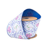 4"X10YD WIRED DUPIONI RIBBON - BOWS AND FLORAL DIAMONDS W/ BLUE BACKING - 9361W-464-100E