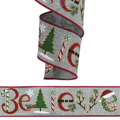 2.5"X10YD BELIEVE ON ROYAL - GREY/RED/GREEN/GOLD - RGA195710