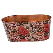 10.25"L COPPER FLORAL PLANTER - ORANGE - KE2837-O