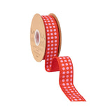 1.5"X10YD WIRED DUPIONI RIBBON - RED AND PINK POLKA DOTS W/ RED BACKING - 9734W-250-38E