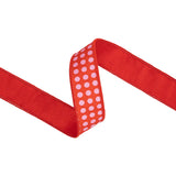 1.5"X10YD WIRED DUPIONI RIBBON - RED AND PINK POLKA DOTS W/ RED BACKING - 9734W-250-38E