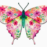 13.5"X8.45"H BOTANICAL BUTTERFLY SIGN - PINK/BLUE/GREEN - MD1734K5