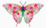 13.5"X8.45"H BOTANICAL BUTTERFLY SIGN - PINK/BLUE/GREEN - MD1734K5