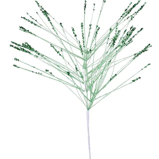 23"L GLITTER LONG NEEDLE PINE PICK - IRIDESCENT MINT - XS255755