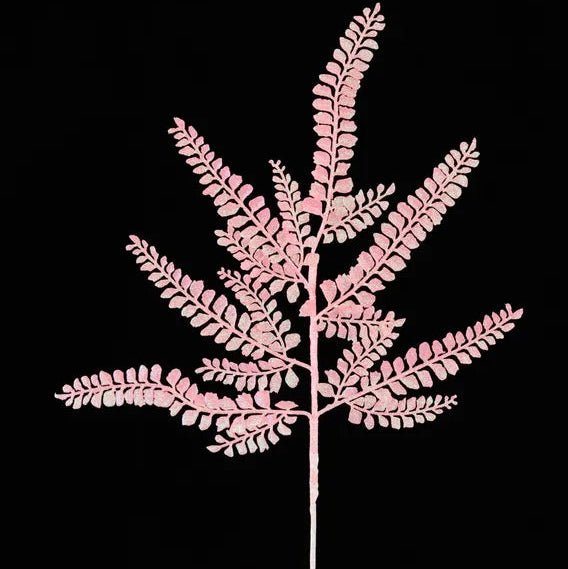 16"L GLITTER FERN SPRAY X6 - IRIDSCENT PINK - XS236522
