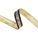 1"X10YD REVERSIBLE CLASSIC VELVET WIRED RIBBON - BLACK W/ DIAMOND ACCENT W/ GOLD SHIMMER BACKING - 9831W-030-25E