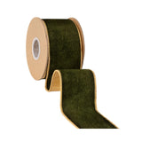 2.5"X10YD PREMIUM VELVET RIBBON - BROWN/GREEN W/ METALLIC GOLD BACKING - 9863W-850-63E