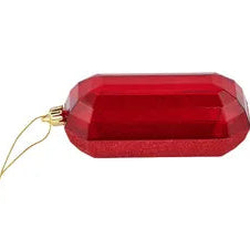 5.25"L GLITTER GEM ORNAMENT - SQUARE - RED - XJ563324-S