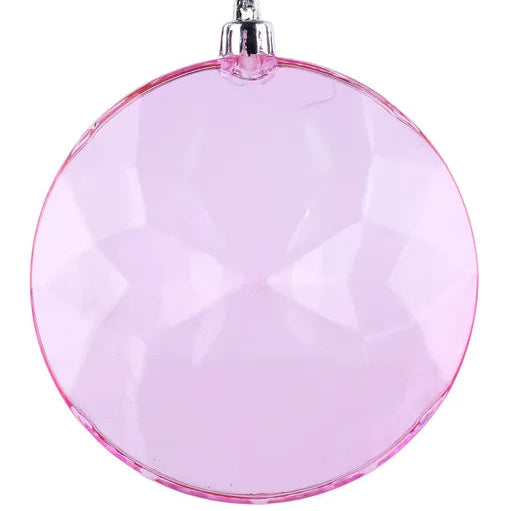 120MM FACETED FLAT DIAMOND ORNAMENT - PINK - XJ755322