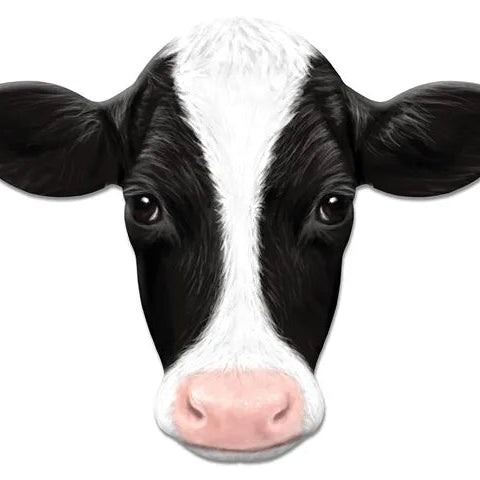 12"HX15.18"L METAL COW SIGN - BLACK/WHITE/GREY/PINK - MD123002