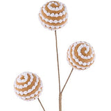 21"L VELVET/SNOWBALL STRIPED BALL SPRAY - BROWN/WHITE - XS1414A5